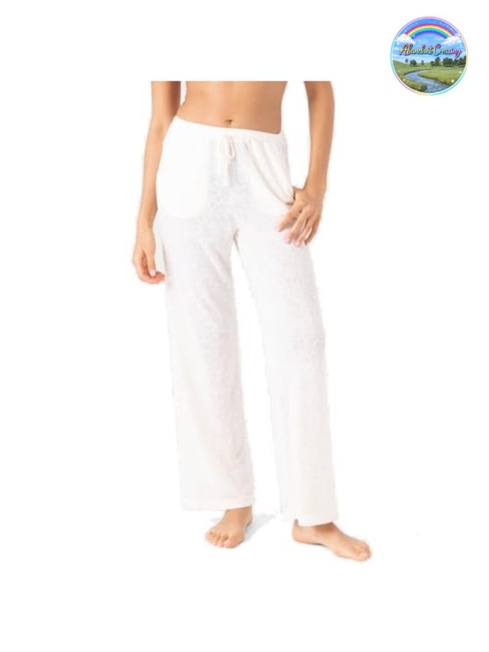 Roxy Wide Leg Beach Pants Linen Drawstring Flowy Summer Resort